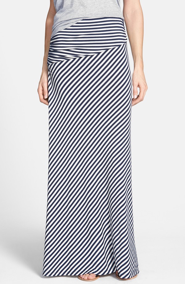 Bobeau Long Stripe Skirt